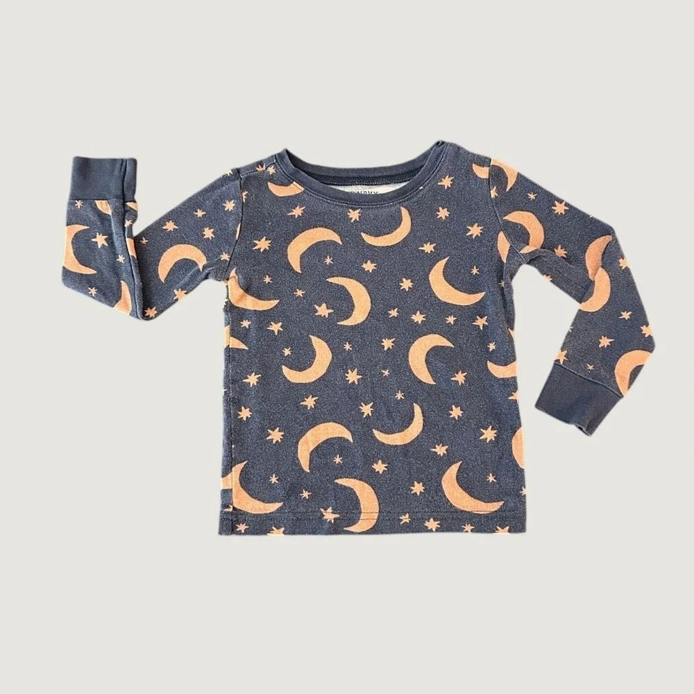 Old Navy Toddler 3T Pajama Top Navy Blue Moon Star Celestial Long Sleeve 1347